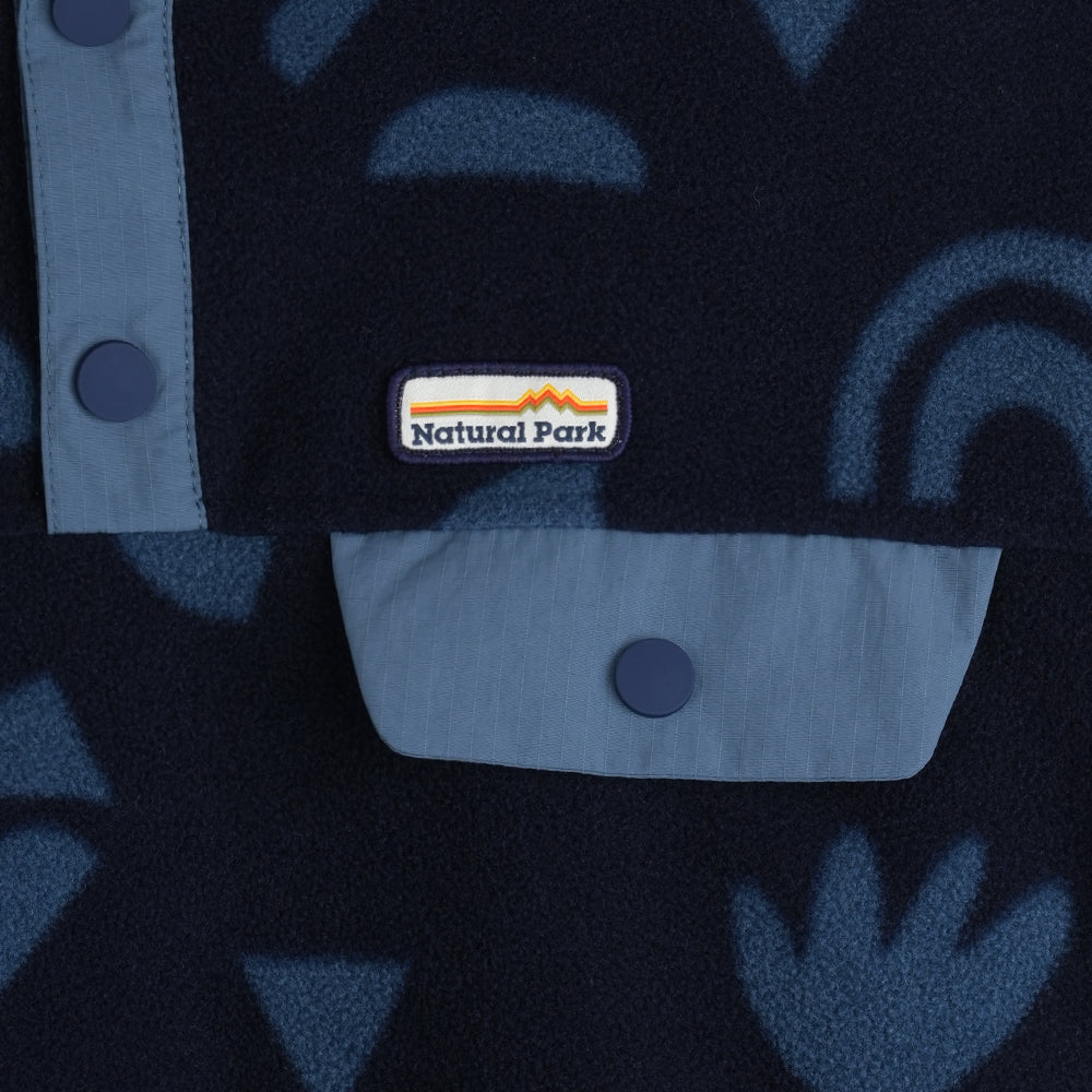 Mens Grinnell Snap Pullover Fleece (Wild Fragments/Maritime Blue)