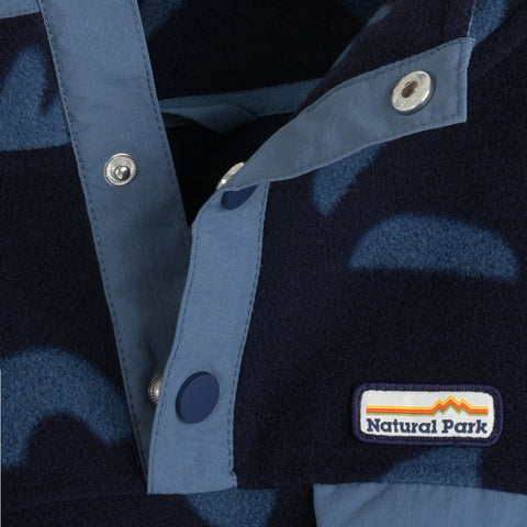 Mens Grinnell Snap Pullover Fleece (Wild Fragments/Maritime Blue)