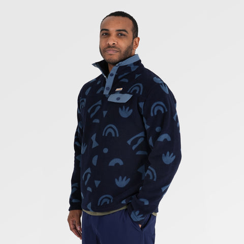 Mens Grinnell Snap Pullover Fleece (Wild Fragments/Maritime Blue) §M;183cm