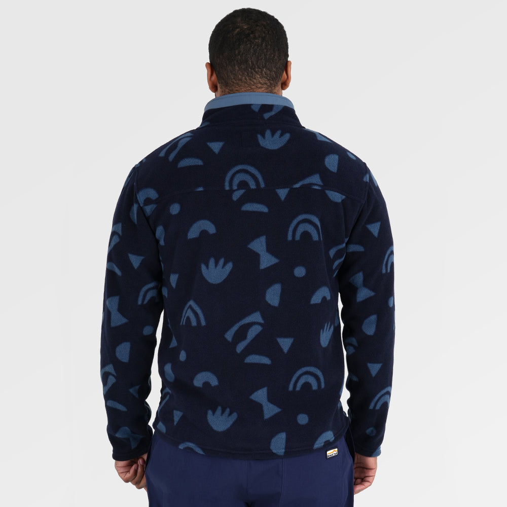 Mens Grinnell Snap Pullover Fleece (Wild Fragments/Maritime Blue) §M;183cm