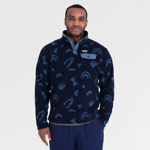 Mens Grinnell Snap Pullover Fleece (Wild Fragments/Maritime Blue) §M;183cm