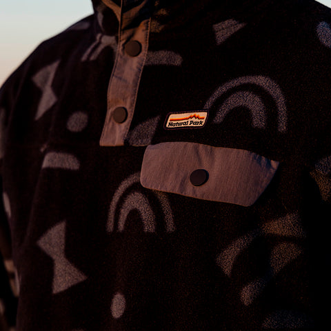 Mens Grinnell Snap Pullover Fleece (Wild Fragments/Maritime Blue) ‡M;189cm