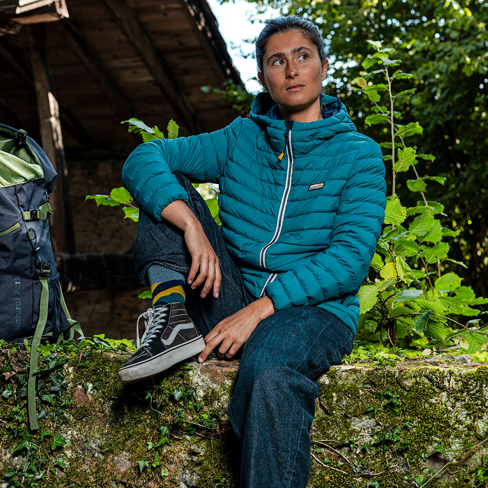 Womens Feathertop Hooded Down Jacket (Atlantic Deep)