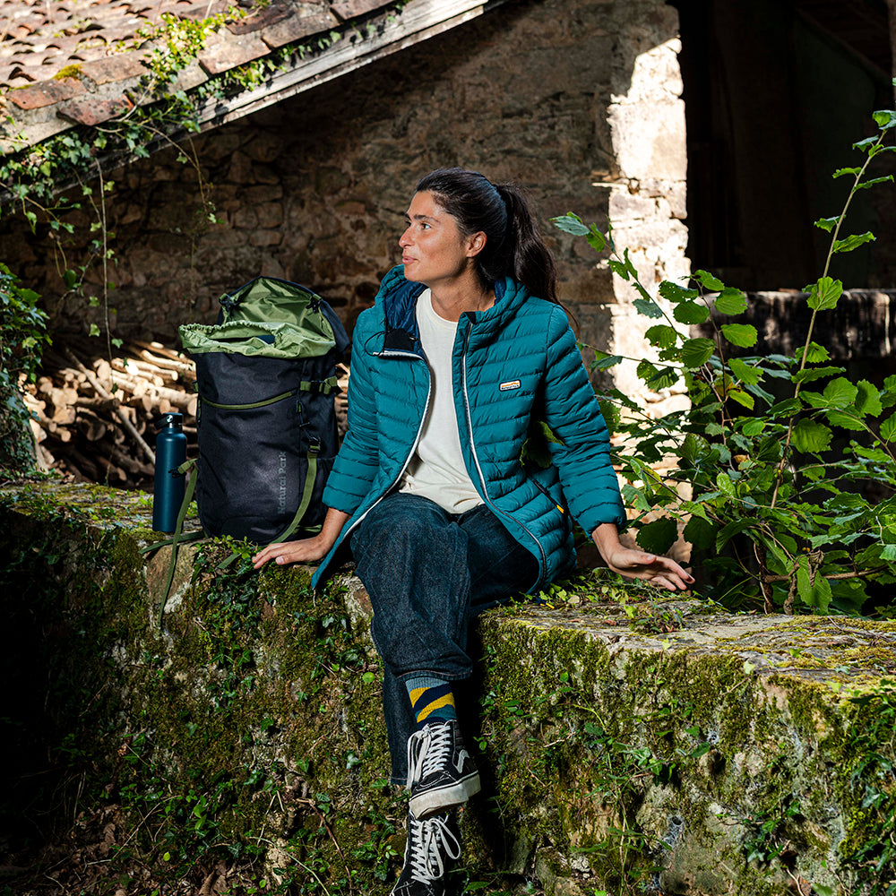 Womens Feathertop Hooded Down Jacket (Atlantic Deep)