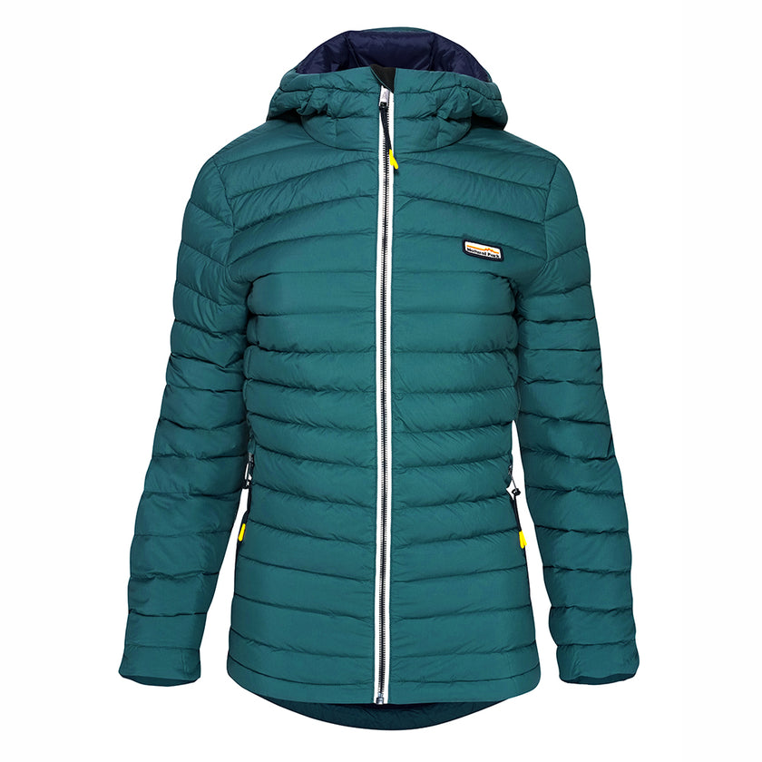 Womens Feathertop Hooded Down Jacket (Atlantic Deep) #contain