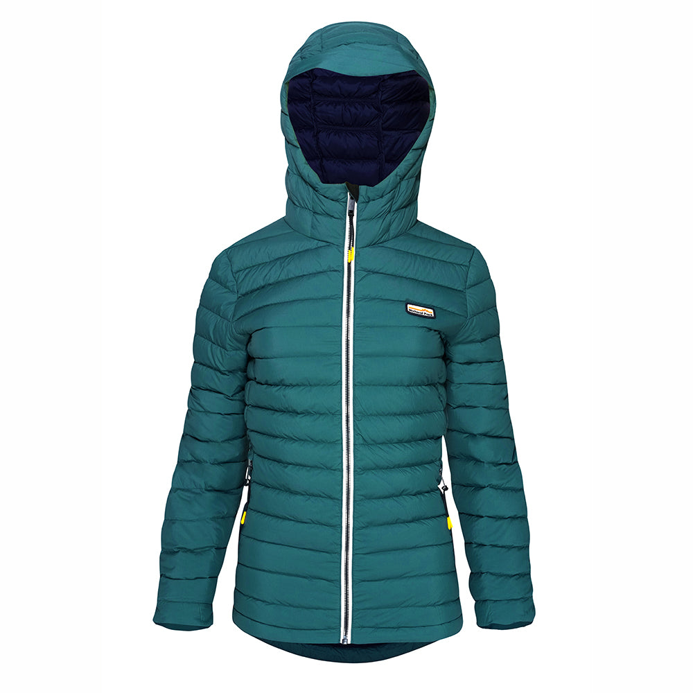 Womens Feathertop Hooded Down Jacket (Atlantic Deep) #contain