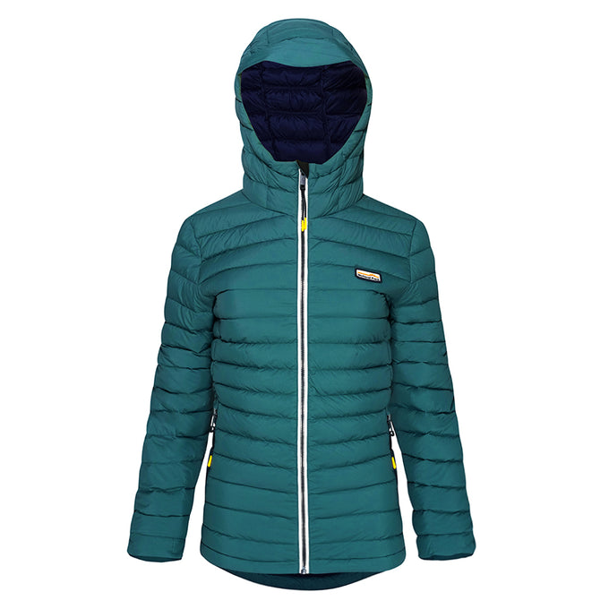 Womens Feathertop Hooded Down Jacket (Atlantic Deep) #contain