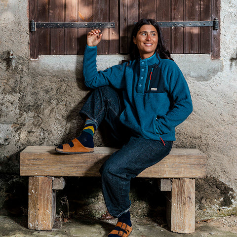 Womens Fryatt Sherpa Fleece Pullover (Dark Denim)