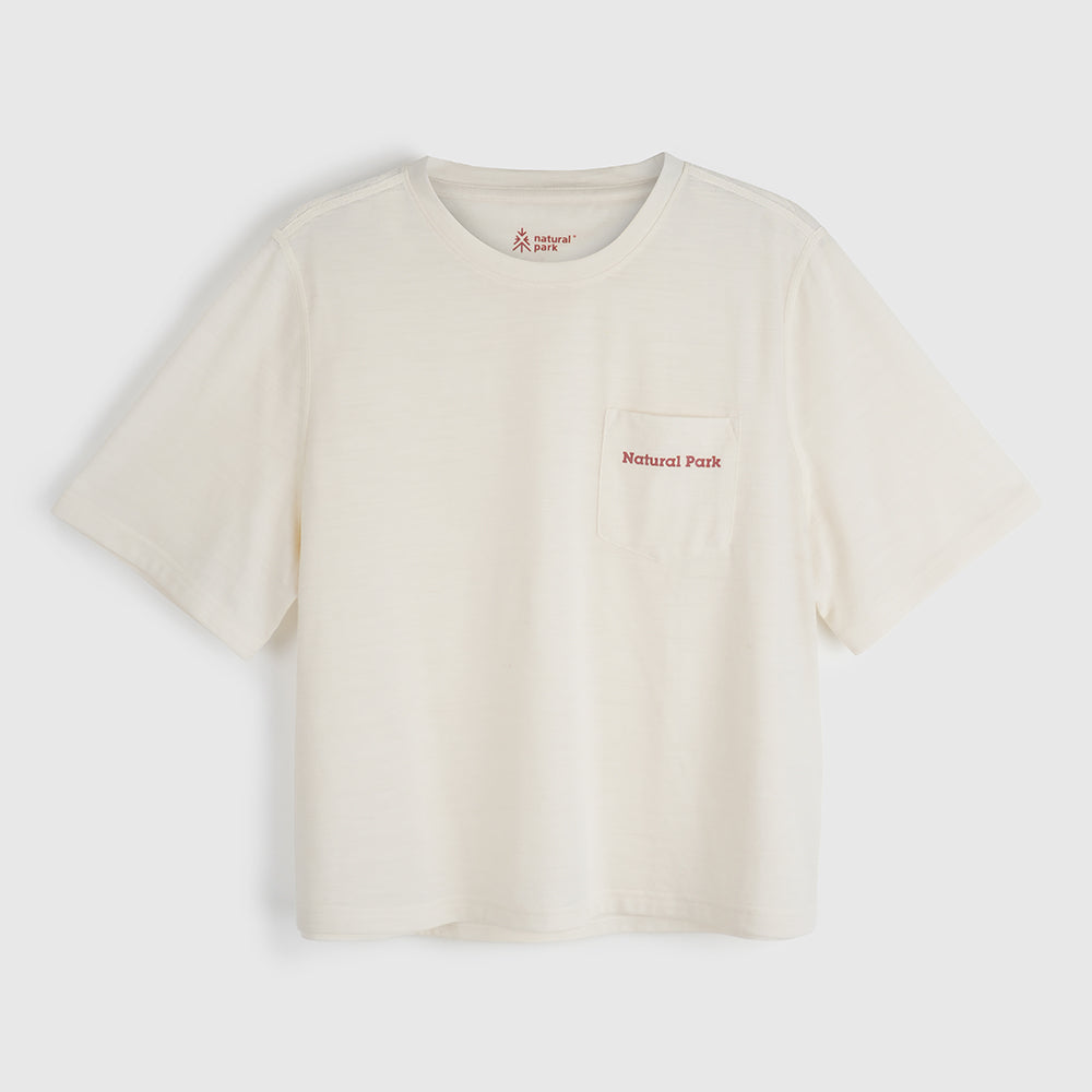 Womens Gaillands Merino Blend Relaxed Tee (Antique White) #contain