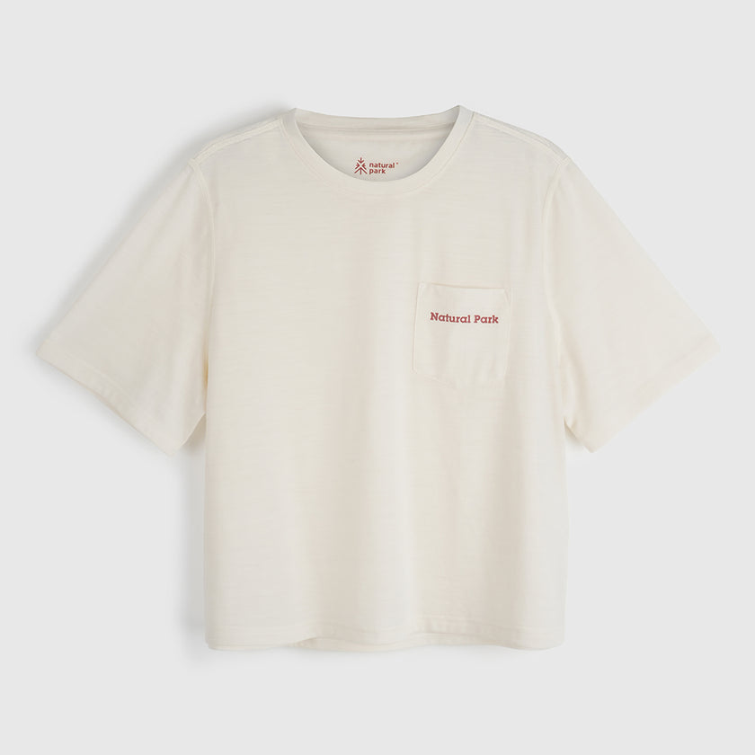 Womens Gaillands Merino Blend Relaxed Tee (Antique White) #contain