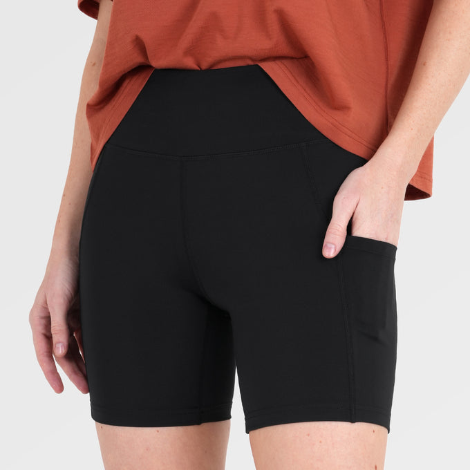 Womens Genesee 7 Inch Tight Shorts (Black) ‡S;173cm