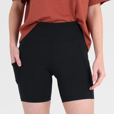 Womens Genesee 7 Inch Tight Shorts (Black) ‡S;173cm