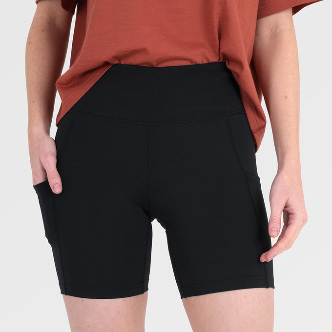 Womens Genesee 7 Inch Tight Shorts (Black) ‡S;173cm