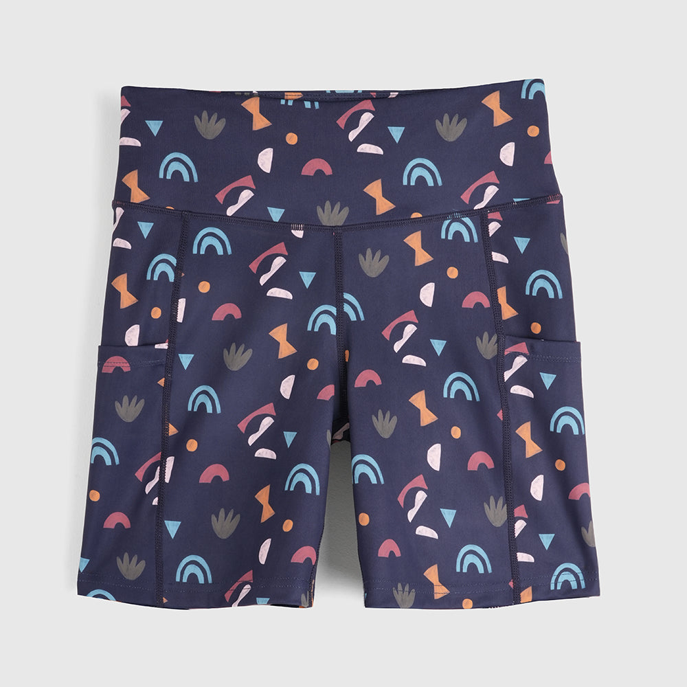 Womens Genesee 7 Inch Tight Shorts (Wild Fragments/Maritime Blue) #contain