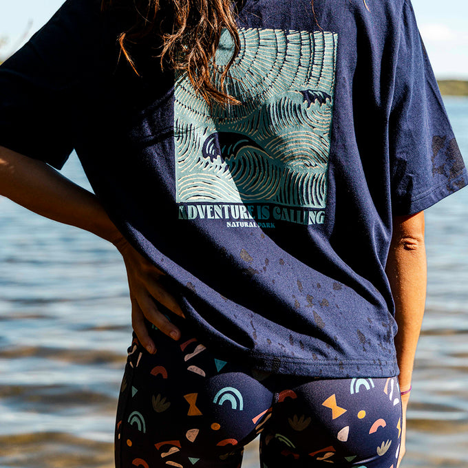 Womens Genesee 7 Inch Tight Shorts (Wild Fragments/Maritime Blue) §S;160cm