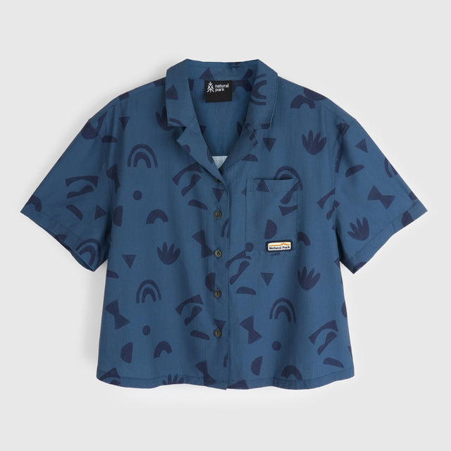Womens Greenstone Lightweight Short Sleeve Shirt (Wild Fragments/Moonlit Ocean) #contain