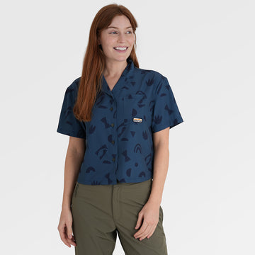 Womens Greenstone Lightweight Short Sleeve Shirt (Wild Fragments/Moonlit Ocean) ‡S;173cm