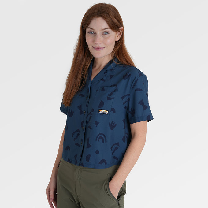 Womens Greenstone Lightweight Short Sleeve Shirt (Wild Fragments/Moonlit Ocean) ‡S;173cm