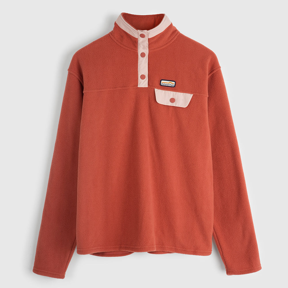 Womens Grinnell Snap Fleece Pullover (Etruscan Red/Chintz Rose) #contain
