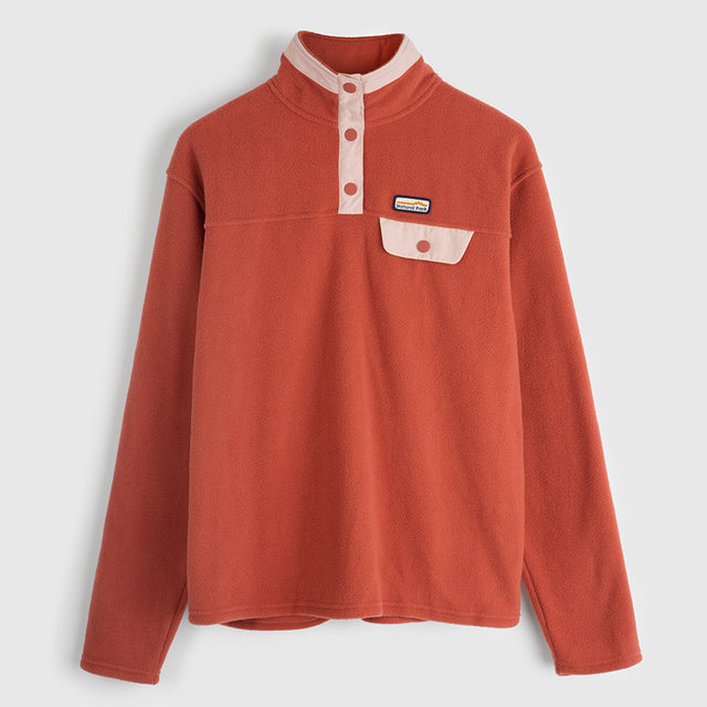 Womens Grinnell Snap Fleece Pullover (Etruscan Red/Chintz Rose) #contain