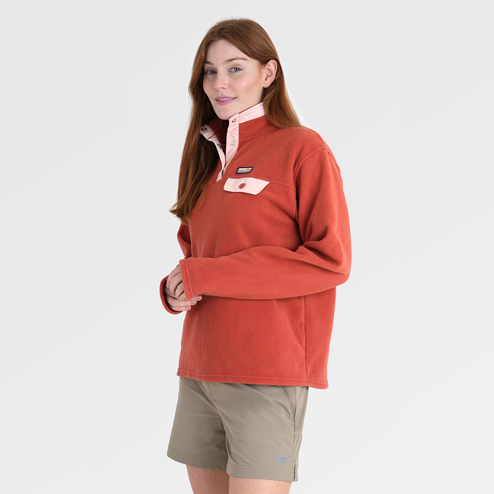 Womens Grinnell Snap Fleece Pullover (Etruscan Red/Chintz Rose) §S;173cm