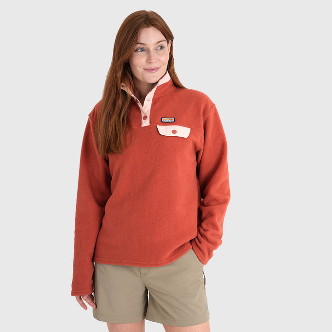 Womens Grinnell Snap Fleece Pullover (Etruscan Red/Chintz Rose) §S;173cm