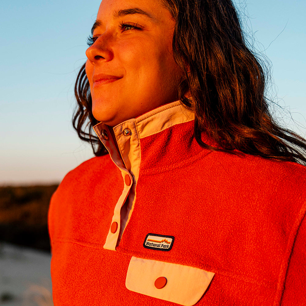Womens Grinnell Snap Fleece Pullover (Etruscan Red/Chintz Rose) ‡S;160cm