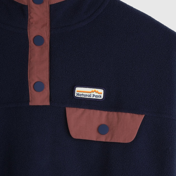 Womens Grinnell Snap Fleece Pullover (Maritime Blue/Etruscan Red)