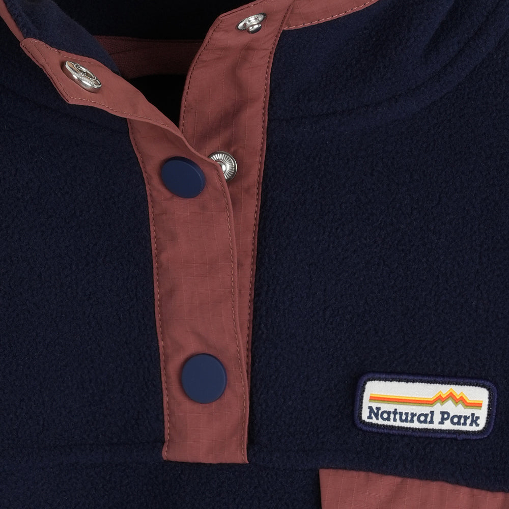 Womens Grinnell Snap Fleece Pullover (Maritime Blue/Etruscan Red)