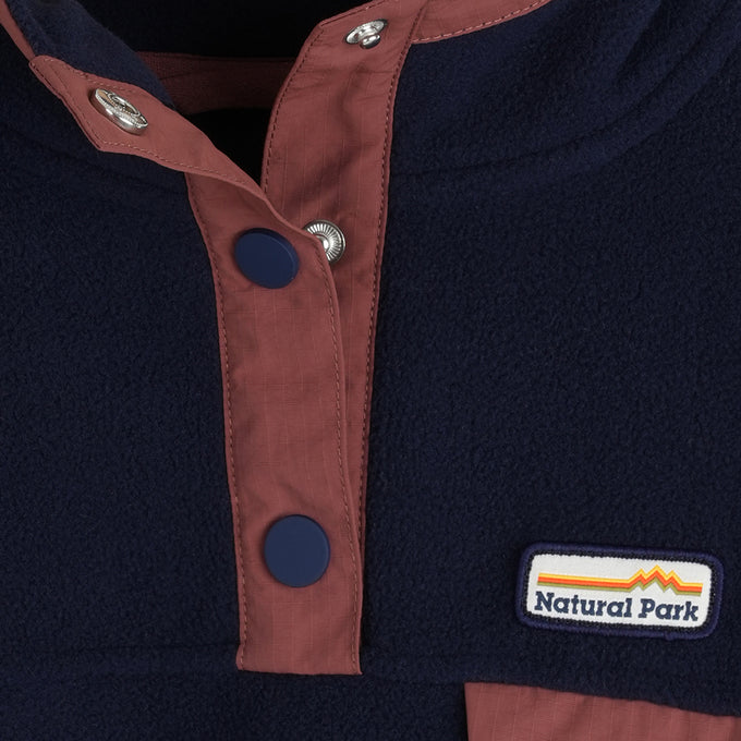 Womens Grinnell Snap Fleece Pullover (Maritime Blue/Etruscan Red)