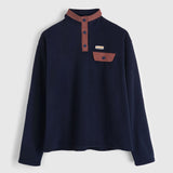 Womens Grinnell Snap Fleece Pullover (Maritime Blue/Etruscan Red) #contain