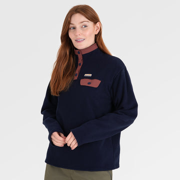 Womens Grinnell Snap Fleece Pullover (Maritime Blue/Etruscan Red) §S;173cm