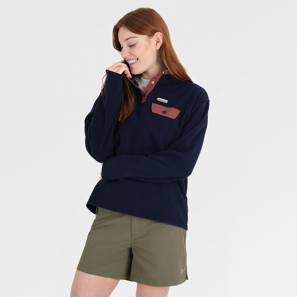 Womens Grinnell Snap Fleece Pullover (Maritime Blue/Etruscan Red) §S;173cm