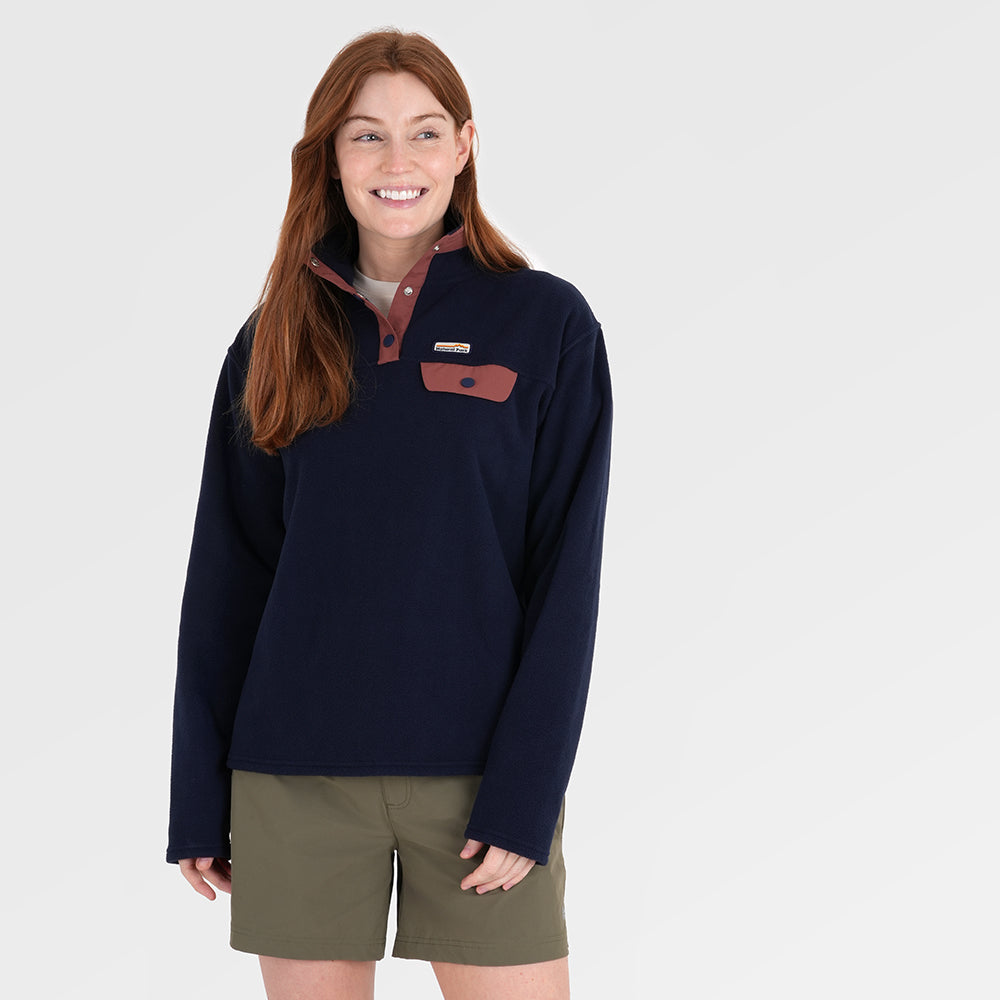 Womens Grinnell Snap Fleece Pullover (Maritime Blue/Etruscan Red) §S;173cm