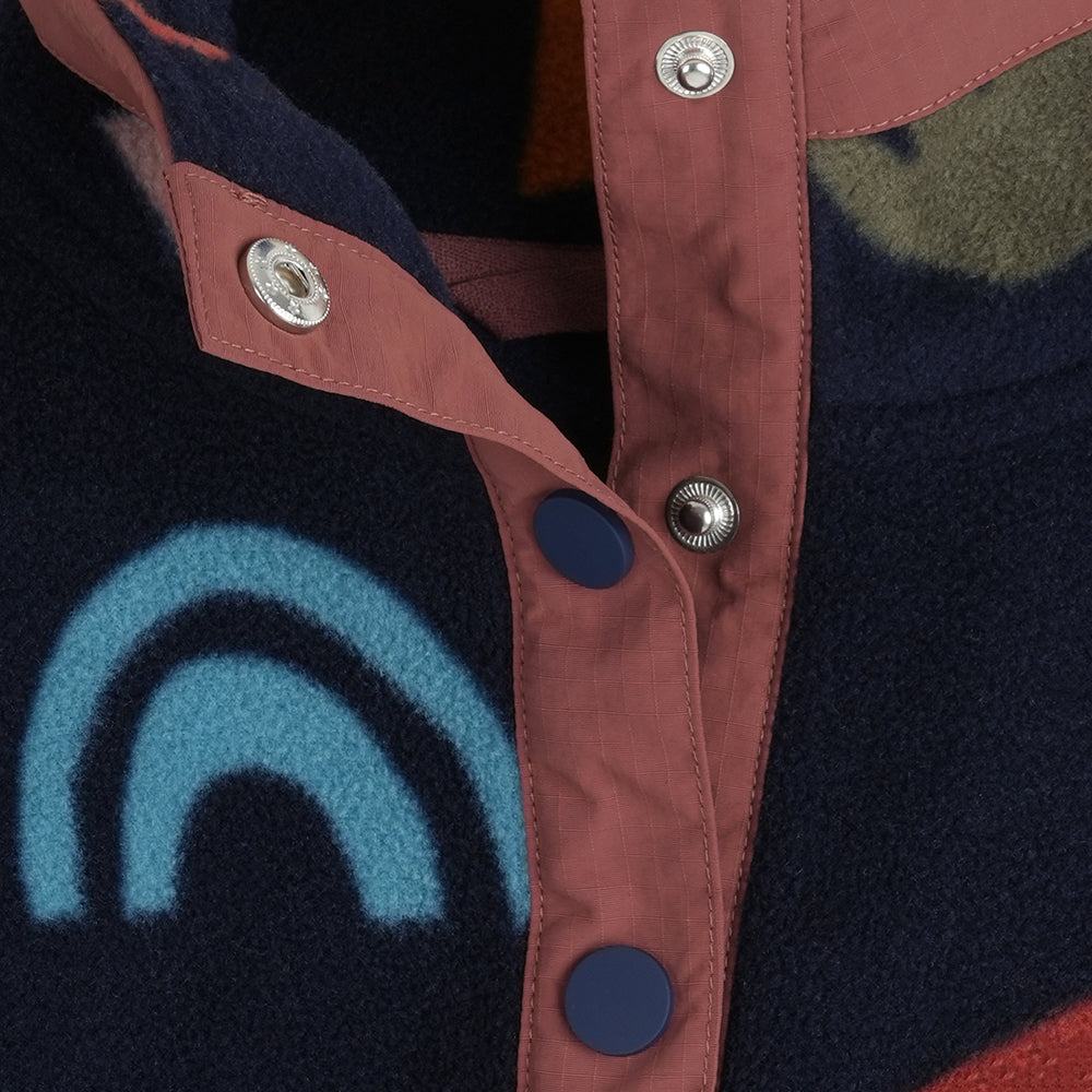 Womens Grinnell Snap Fleece Pullover (Wild Fragments/Maritime Blue)