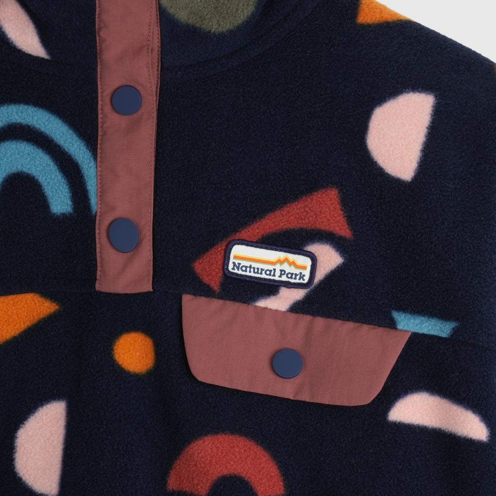 Womens Grinnell Snap Fleece Pullover (Wild Fragments/Maritime Blue)