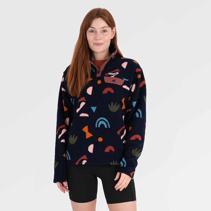 Womens Grinnell Snap Fleece Pullover (Wild Fragments/Maritime Blue) §S;173cm