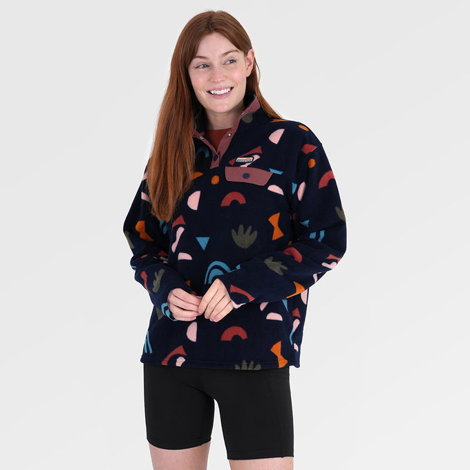 Womens Grinnell Snap Fleece Pullover (Wild Fragments/Maritime Blue) §S;173cm