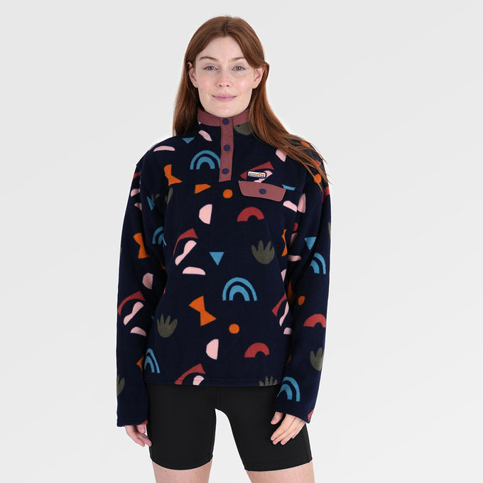 Womens Grinnell Snap Fleece Pullover (Wild Fragments/Maritime Blue) §S;173cm