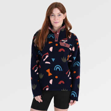 Womens Grinnell Snap Fleece Pullover (Wild Fragments/Maritime Blue) §S;173cm