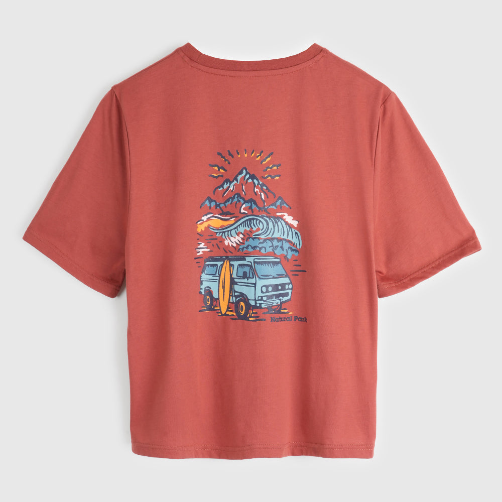 Womens Van Life Galatea Relaxed Tee (Etruscan Red) #contain