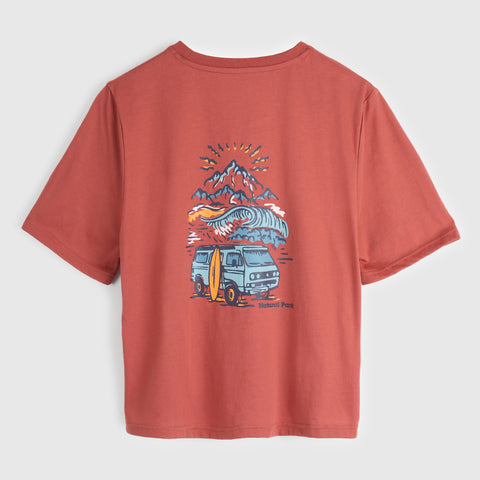 Womens Van Life Galatea Relaxed Tee (Etruscan Red) #contain